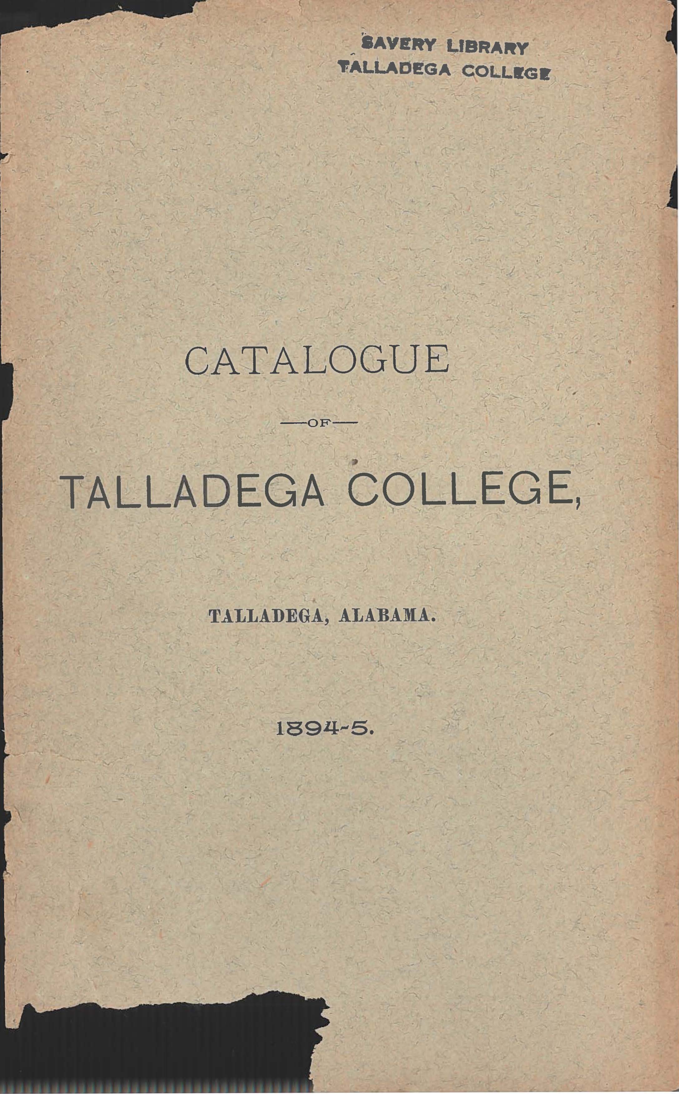 Talladega College Catalog 1894-1895