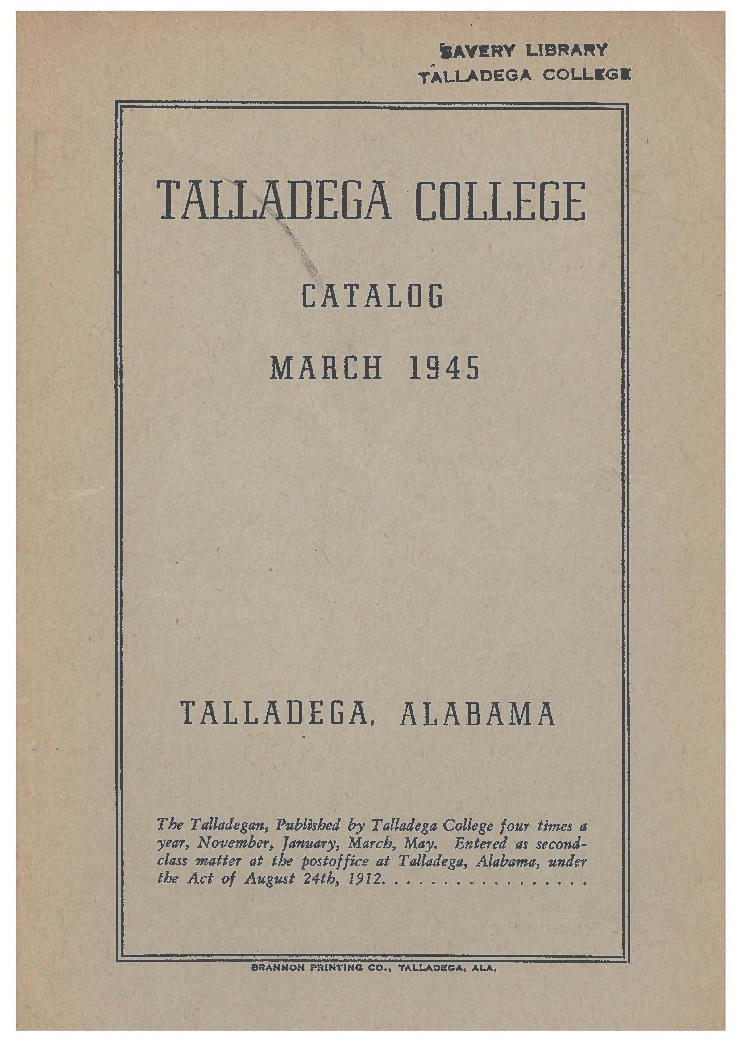 Talladega College Catalog 1945